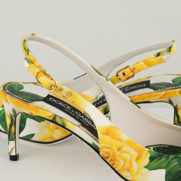 Dolce & Gabbana Yellow Rose Gabardine Slingback Pumps, EU 35/US 5 - Picture 11 of 14